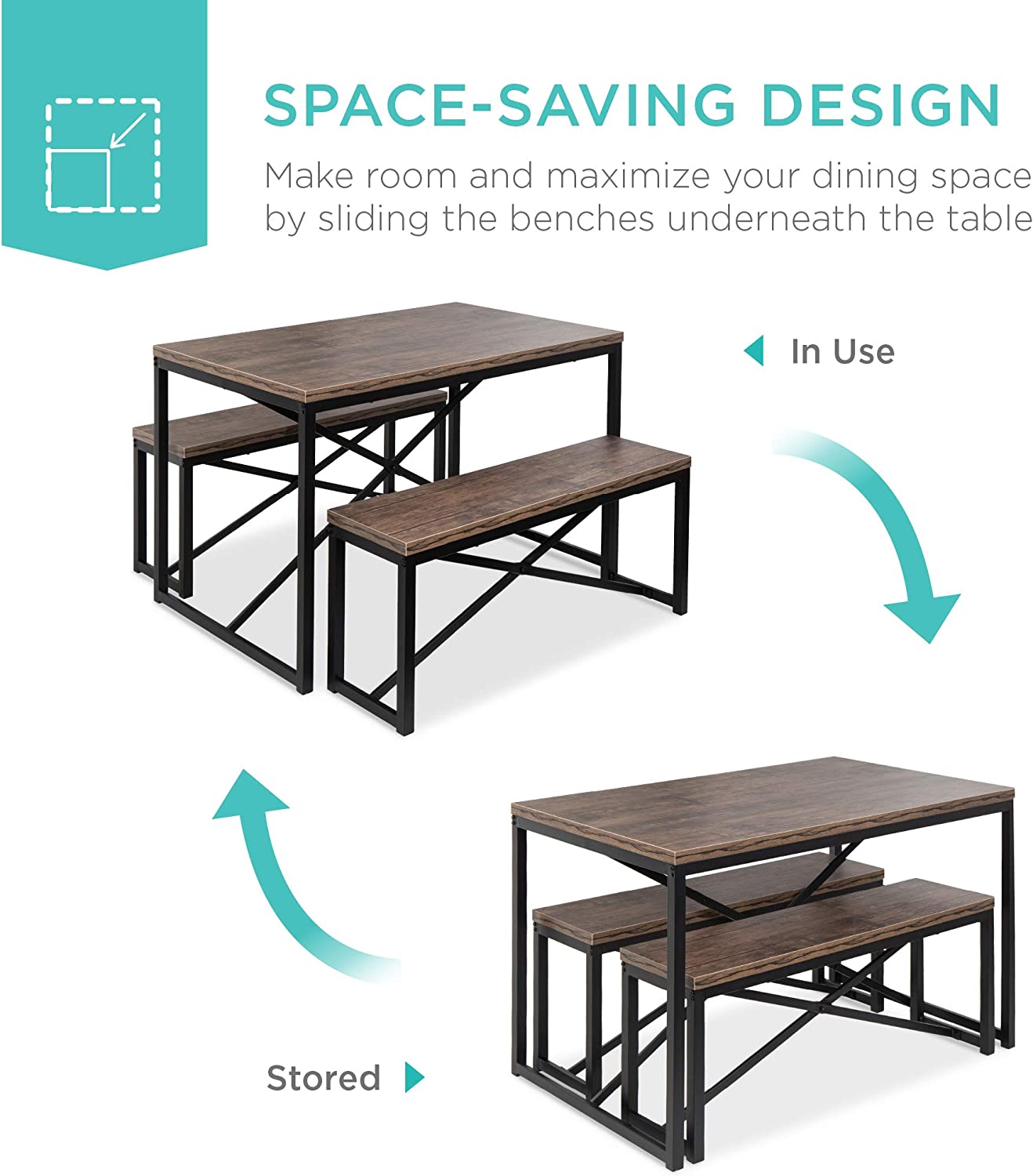 Best Choice Products 45.5in 3-Piece Bench Style