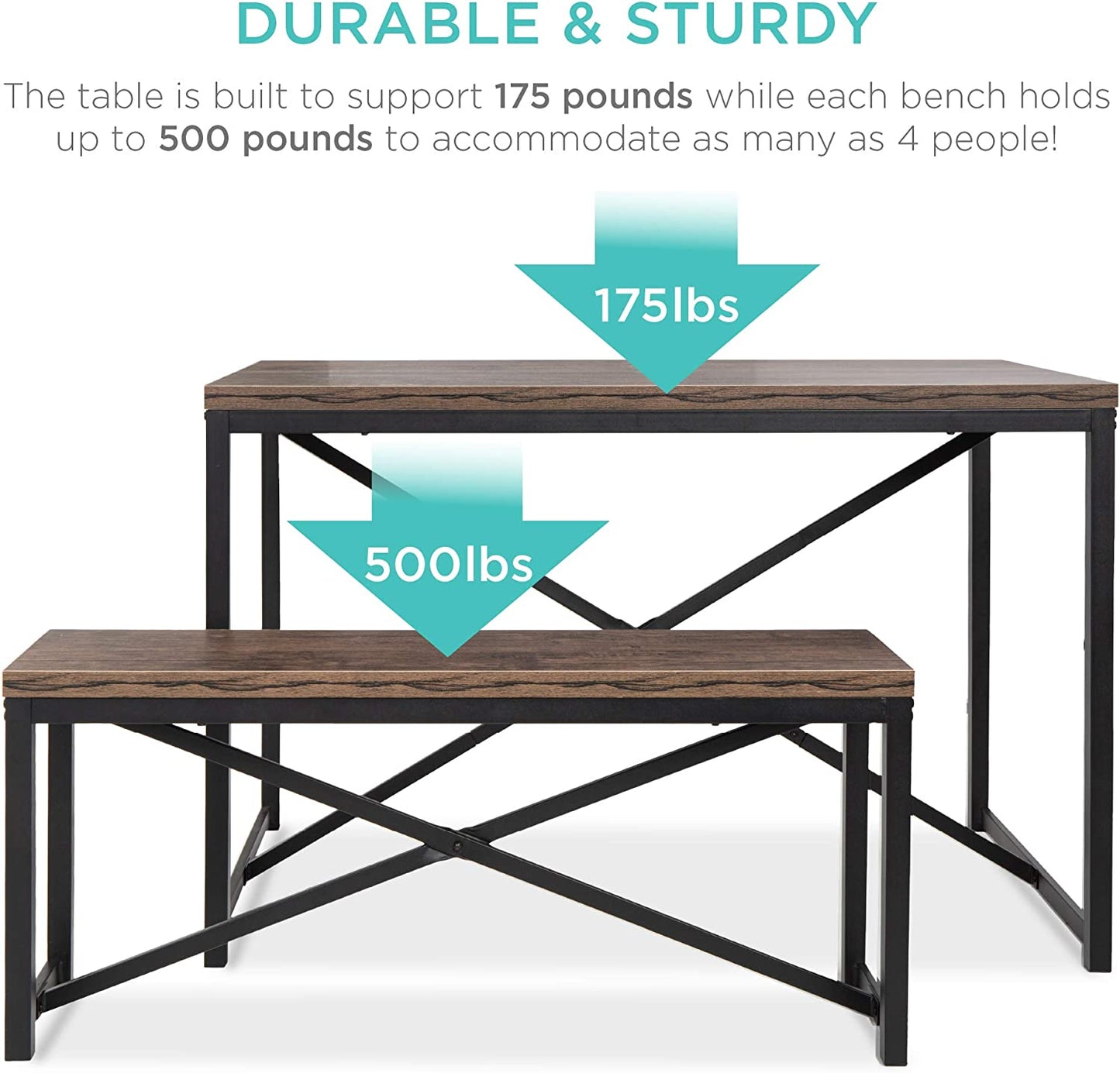Best Choice Products 45.5in 3-Piece Bench Style