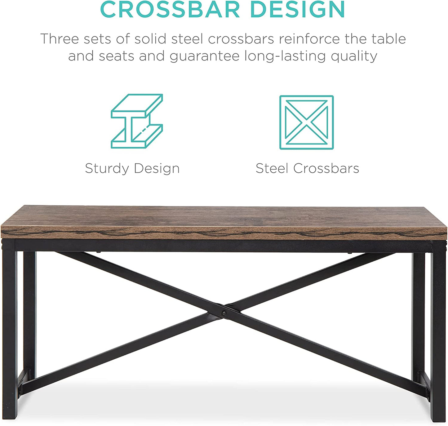 Best Choice Products 45.5in 3-Piece Bench Style