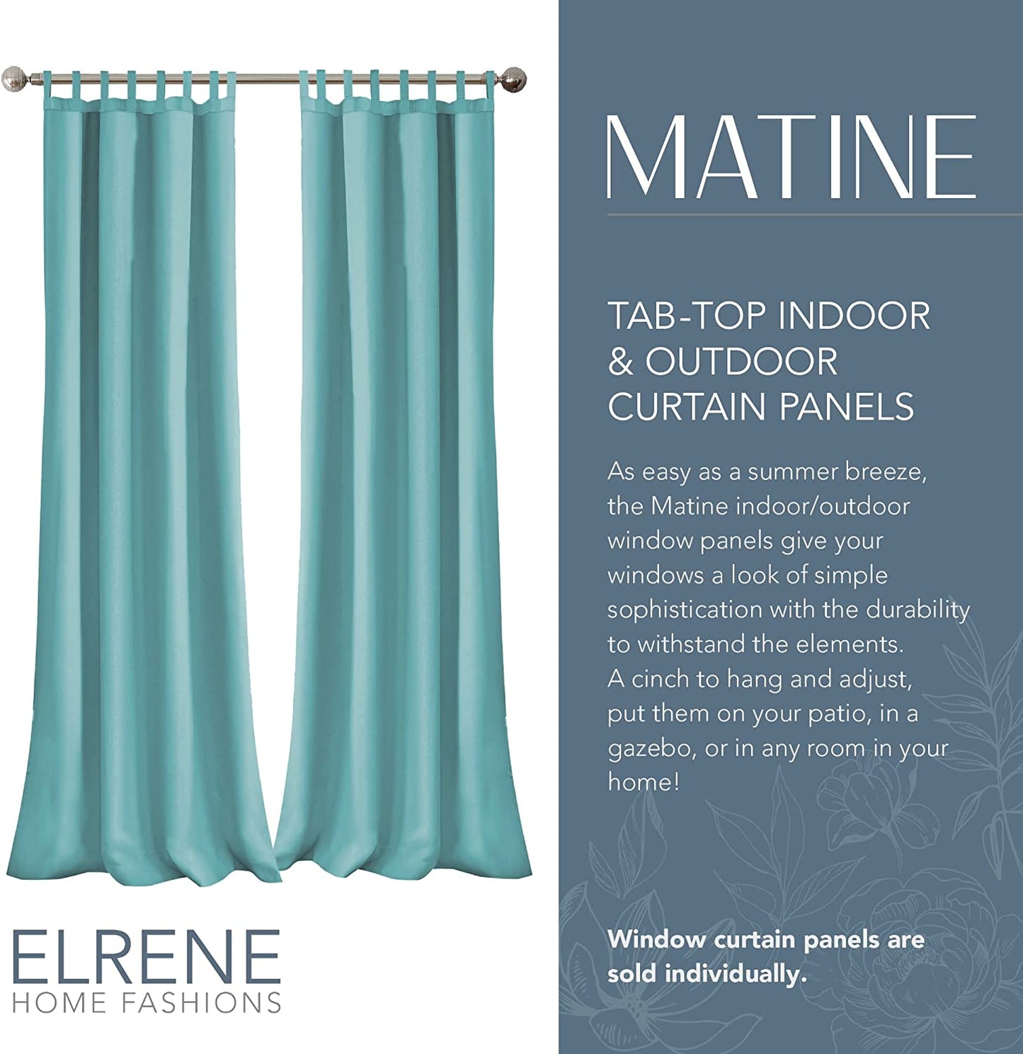 Elrene Home Fashions Indoor or Outdoor Solid Matine Tab