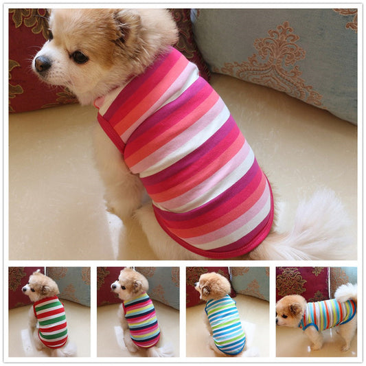 Pet Dog Clothing Cotton Stripe Vest Puppy Cotton